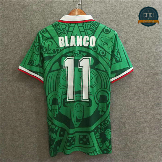 Camiseta 1998 Mexico 1ª Equipación Verde (11 Blancoo)