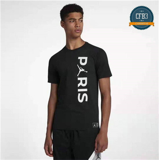 Camiseta PSG Jordan Entrenamiento WORDMARK Negro
