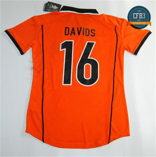 Camiseta 1998-00 Países Bajos 1ª Equipación (Naranja 16 Davids)