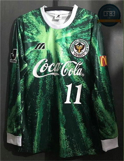 Camiseta 1993-95 Verdy Kawasaki Manga Larga 1ª Equipación (11 Kazu)