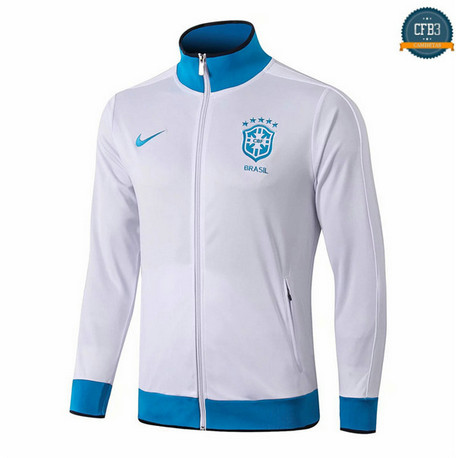 Cfb3 D131 Chaquetas Brasil Blanco/Azul 2019/2020 Cuello Alto