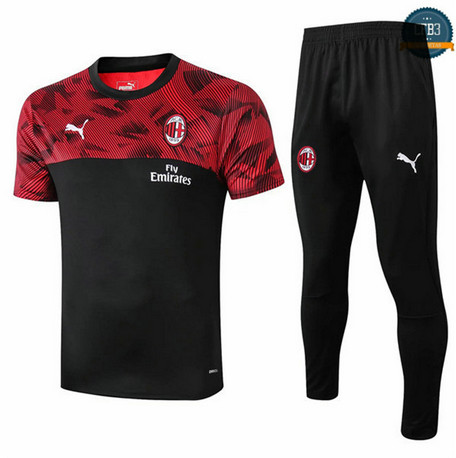 Cfb3 D144 Entrenamiento AC Milan + Pantalones Negro/Rojo 2019/2020
