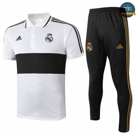 Cfb3 D176 Entrenamiento Real Madrid POLO + Pantalones Blanco/Negro 2019/2020