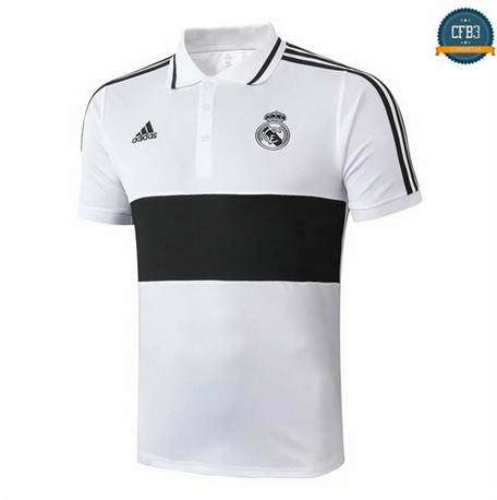 Cfb3 D186 Camiseta Real Madrid POLO Blanco/Negro 2019/2020