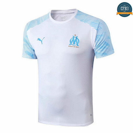 Cfb3 D187 Camiseta Marsella Pre-Match Blanco/Azul 2019/2020 Cuello redondo