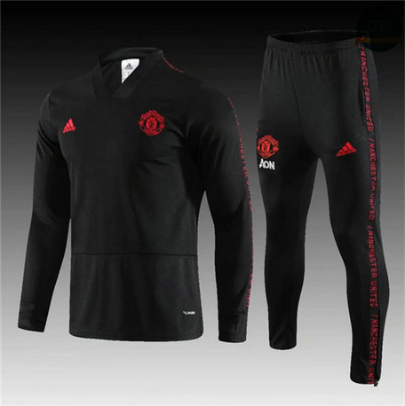 Cfb3 D40 Chándal Manchester United Negro 2019/2020 Cuello V