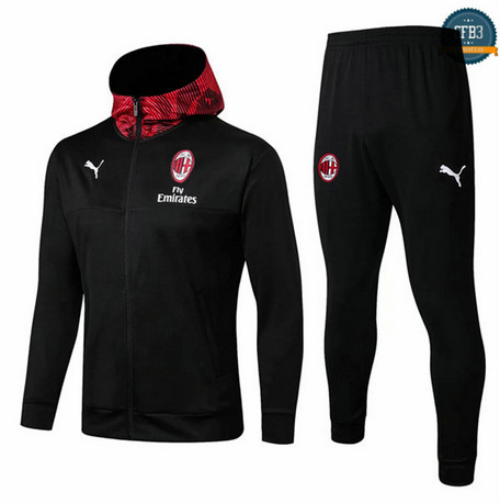 Cfb3 D41 Chaqueta Chándal Sombrero AC Milan Negro 2019/2020 Rojo