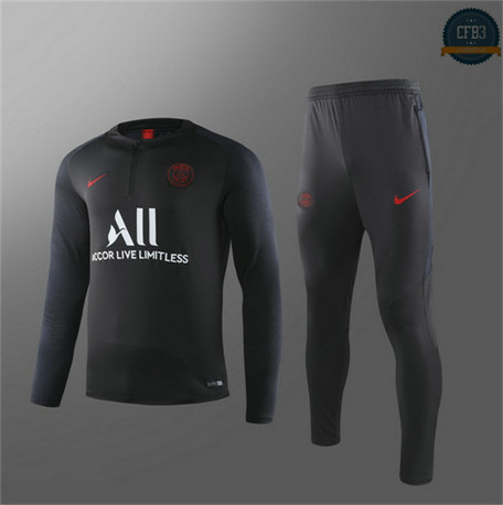 Cfb3 D74 Chándal PSG Niños Negro 2019/2020 Cuello redondo