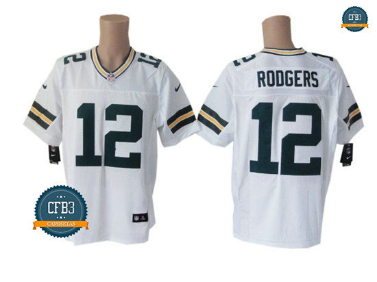 cfb3 camisetas Aaron Rodgers, Green Bay Packers - Blanco