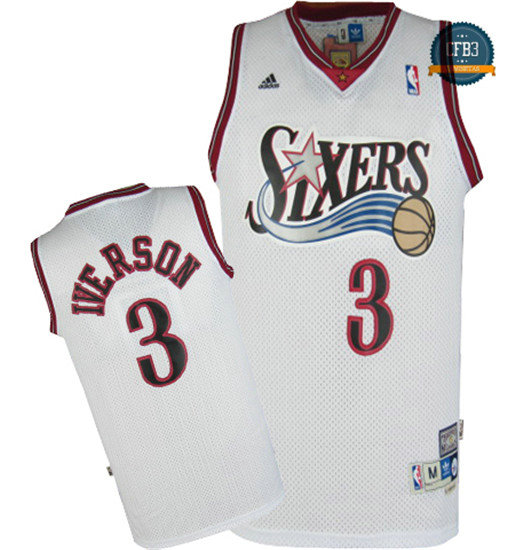 cfb3 camisetas Allen Iverson, Philadelphia 76ers [Blancoo]