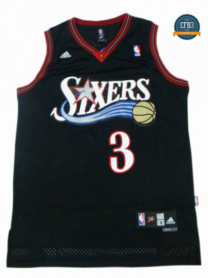 cfb3 camisetas Allen Iverson, Philadelphia 76ers [Negro]