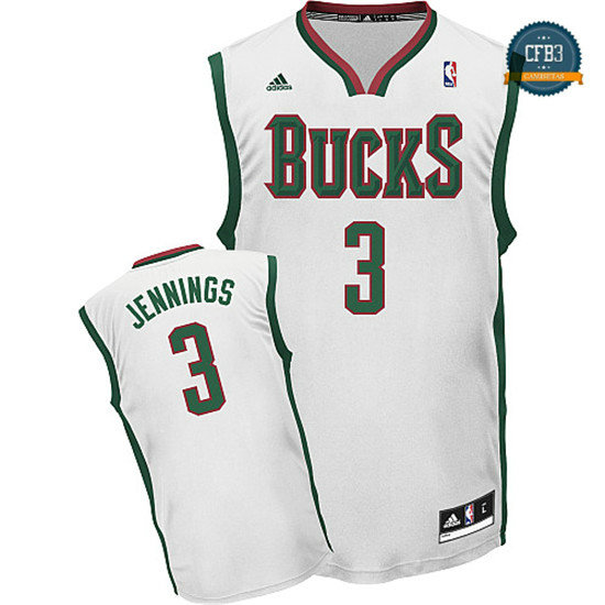cfb3 camisetas Brandon Jennings, Milwaukee Bucks [Blanco]