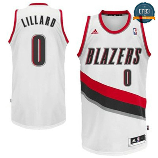 cfb3 camisetas Damian Lillard, Portland Trail Blazers - Blanco