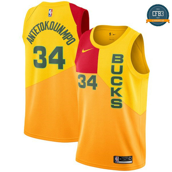 cfb3 camisetas Giannis Antetokounmpo, Milwaukee Bucks 2018/19 - City Edition