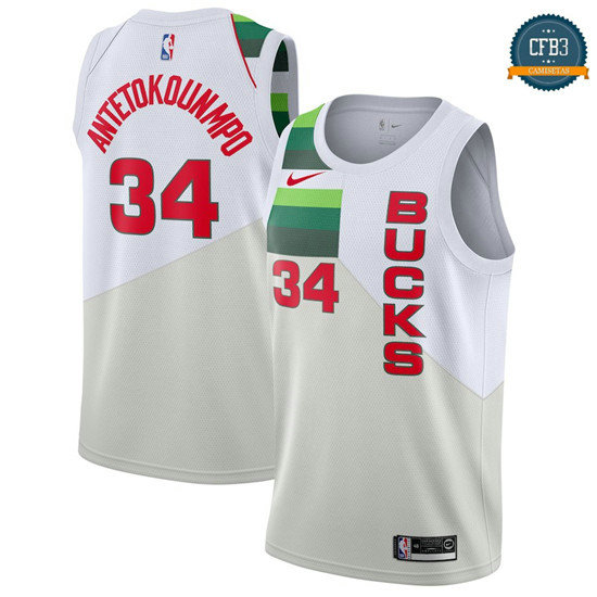 cfb3 camisetas Giannis Antetokounmpo, Milwaukee Bucks 2018/19 - Earned Edition