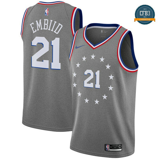 cfb3 camisetas Joel Embiid, Philadelphia 76ers 2018/19 - City Edition