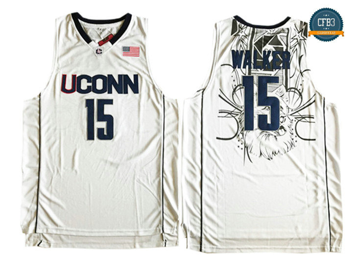 cfb3 camisetas Kemba Walker, Connecticut Huskies [Blanco]