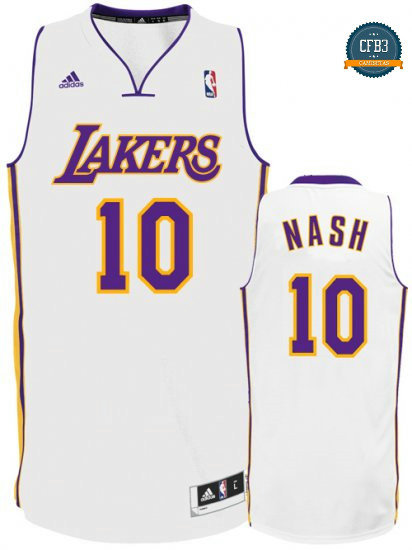 cfb3 camisetas Steve Nash, Los Angeles Lakers [Blanca]