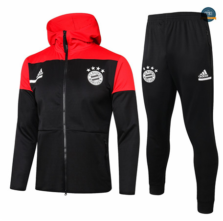 Cfb3 Chaqueta Chandal - Sudadera con Capucha Bayern Munich Negro/Rojo 2020/2021