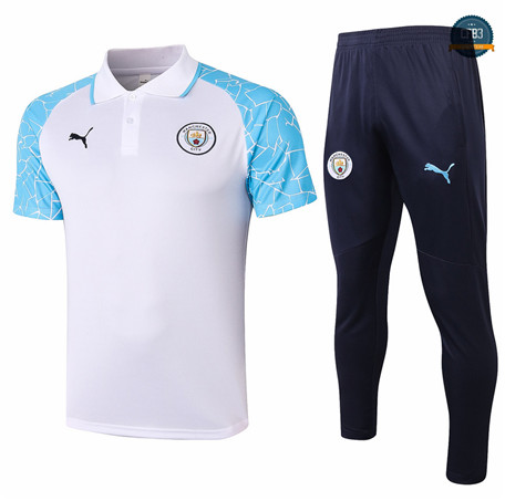 Cfb3 Camiseta Entrenamiento Manchester City POLO + Pantalones Blanco/Azul 2020/2021