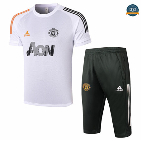 Cfb3 Camiseta Entrenamiento Manchester United + Pantalones 3/4 Blanco 2020/2021