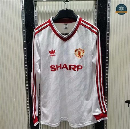 Cfb3 Camiseta Retro 1986 Manchester United Manga Larga Blanco