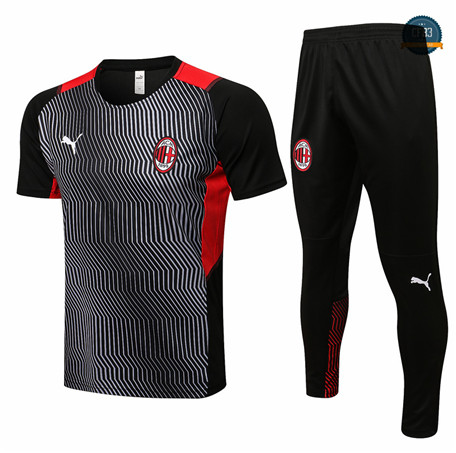 Cfb3 Camiseta Entrenamiento AC Milan + Pantalones Equipación Gris/Negro 2021/2022