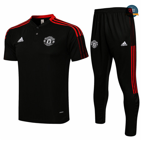 Cfb3 Camiseta Entrenamiento Polo Manchester United + Pantalones Equipación Negro 2021/2022