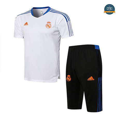 Cfb3 Camiseta Entrenamiento Real Madrid + Pantalones Pantalones 3/4 Equipación Blanco 2021/2022