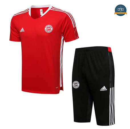 Cfb3 Camiseta Entrenamiento Real Madrid + Pantalones Pantalones 3/4 Equipación Rojo 2021/2022