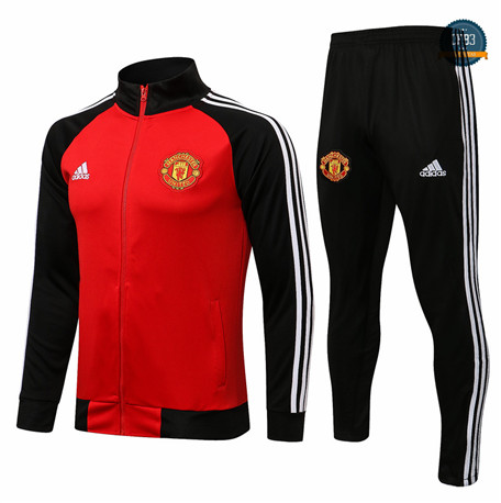 Cfb3 Camisetas Chaqueta Chandal Manchester United Equipación Rojo/Negro 2021/2022