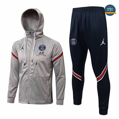 Cfb3 Camisetas Chaqueta Chandal Jordan PSG Equipación Sombrero Gris claro 2021/2022