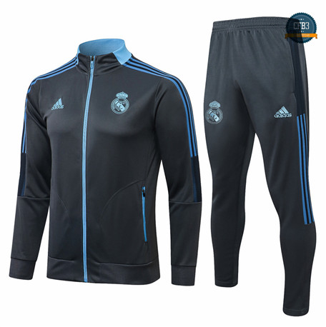 Cfb3 Camisetas Chaqueta Chandal Real Madrid Equipación Gris Oscuro/Azul 2021/2022