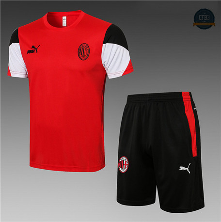 Cfb3 Camisetas Entrenamiento AC Milan + Pantalones Equipación Rojo 2021/2022