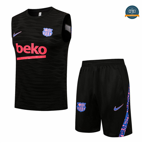Cfb3 Camisetas Entrenamiento Barcelona Debardeur + Pantalones Equipación Negro 2021/2022