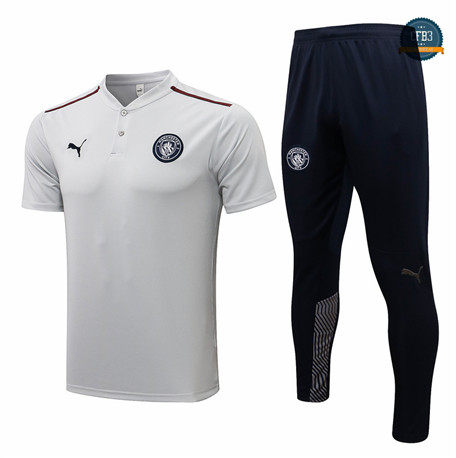 Cfb3 Camisetas Entrenamiento Manchester City Polo + Pantalones Equipación Gris claro 2021/2022