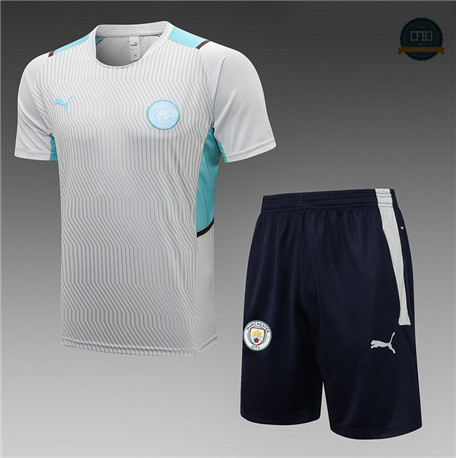 Cfb3 Camisetas Entrenamiento Manchester City + Pantalones Equipación Gris claro 2021/2022