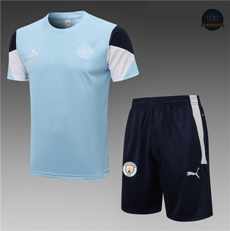 Cfb3 Camisetas Entrenamiento Manchester City + Pantalones Equipación Azul claro 2021/2022