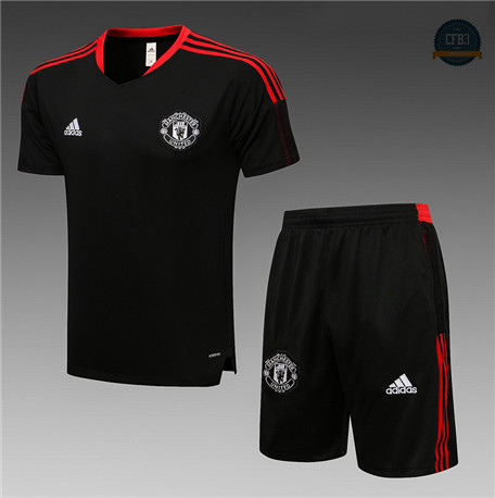 Cfb3 Camisetas Entrenamiento Manchester United + Pantalones Equipación Negro 2021/2022