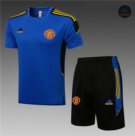 Cfb3 Camisetas Entrenamiento Manchester United + Pantalones Equipación champions league Azul 2021/2022