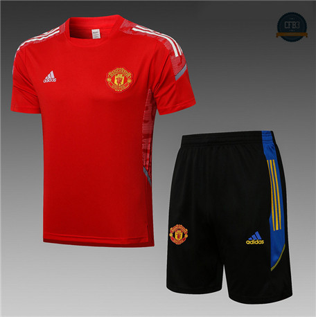 Cfb3 Camisetas Entrenamiento Manchester United + Pantalones Equipación champions league Rojo 2021/2022