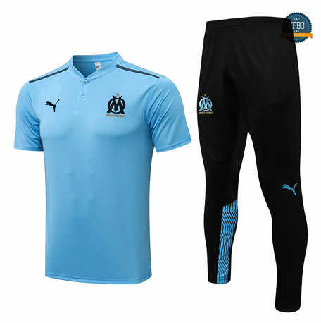 Cfb3 Camisetas Entrenamiento Marsella Polo + Pantalones Equipación Azul claro 2021/2022