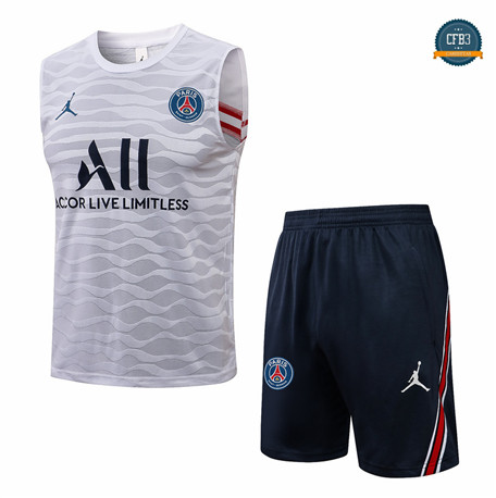 Cfb3 Camisetas Entrenamiento Jordan PSG Debardeur + Pantalones Equipación Blanco 2021/2022