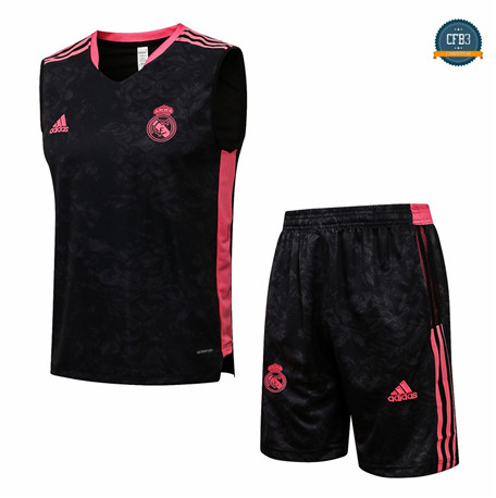 Cfb3 Camisetas Entrenamiento Real Madrid Debardeur + Pantalones Equipación Negro 2021/2022