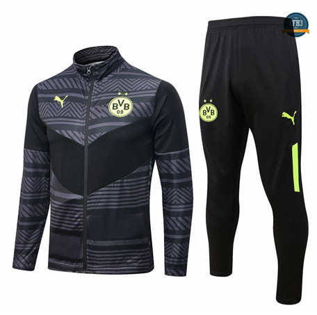 Cfb3 Camiseta Chaqueta Chándal Borussia Dortmund Equipación Negro/Gris 2022/2023 C065