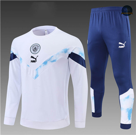 Cfb3 Camiseta Chándal Niños Manchester City Equipación Blanco/Azul Profundo 2022/2023 C348