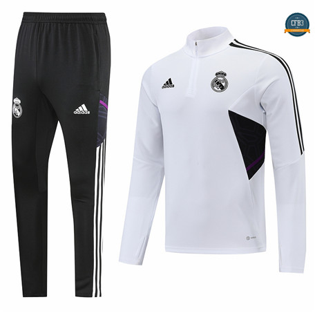 Cfb3 Camiseta Chaqueta Chándal Real Madrid Equipación Negro/Blanco 2022/2023 C099