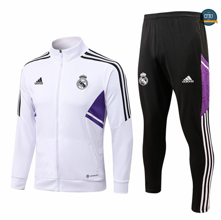 Cfb3 Camiseta Chaqueta Chándal Real Madrid Equipación Blanco/Negro 2022/2023 C101