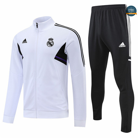 Cfb3 Camiseta Chaqueta Chándal Real Madrid Equipación Blanco/Negro 2022/2023 C103
