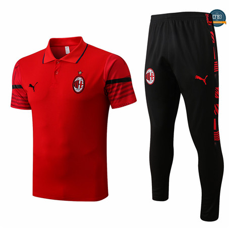 Cfb3 Camiseta polo AC Milan + Pantalones Equipación Rojo/Negro 2022/2023 C578